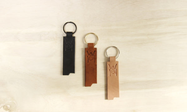 W&H Cutout Keychain in Saddle