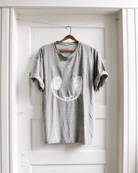 W&H Vintage Screenprint Tee - Heads in White