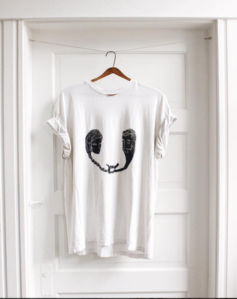 W&H Vintage Screenprint Tee - Heads in Black