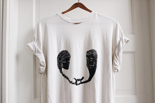 W&H Vintage Screenprint Tee - Heads in Black